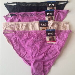 Maidenform Assortment of String Bikini Panties 4 Pairs -Size XL / 8